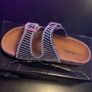 Atalina Women's Slides Rhinestone Glitter Slip Ons